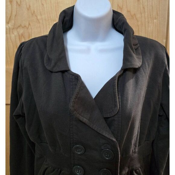 Double-Breasted Buttoned Black Jacket boho cottagecore peasant soft casual Y2K - Picture 3 of 7